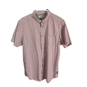 Ben Sherman blouse Large Red white stripes button-up Pocket short sleeve‎